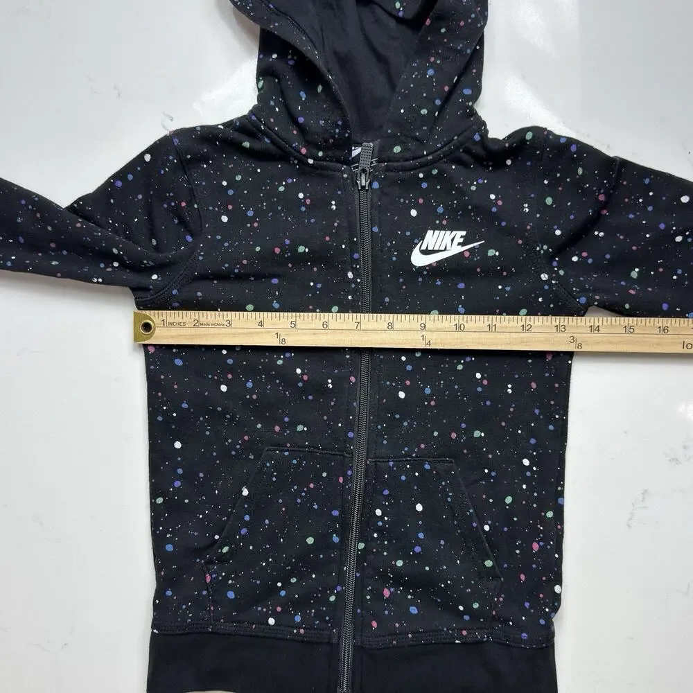 Nike Little Boys’ Full-Zip Hoodie Splatter Print Black Size Large 6-7 Year Olds